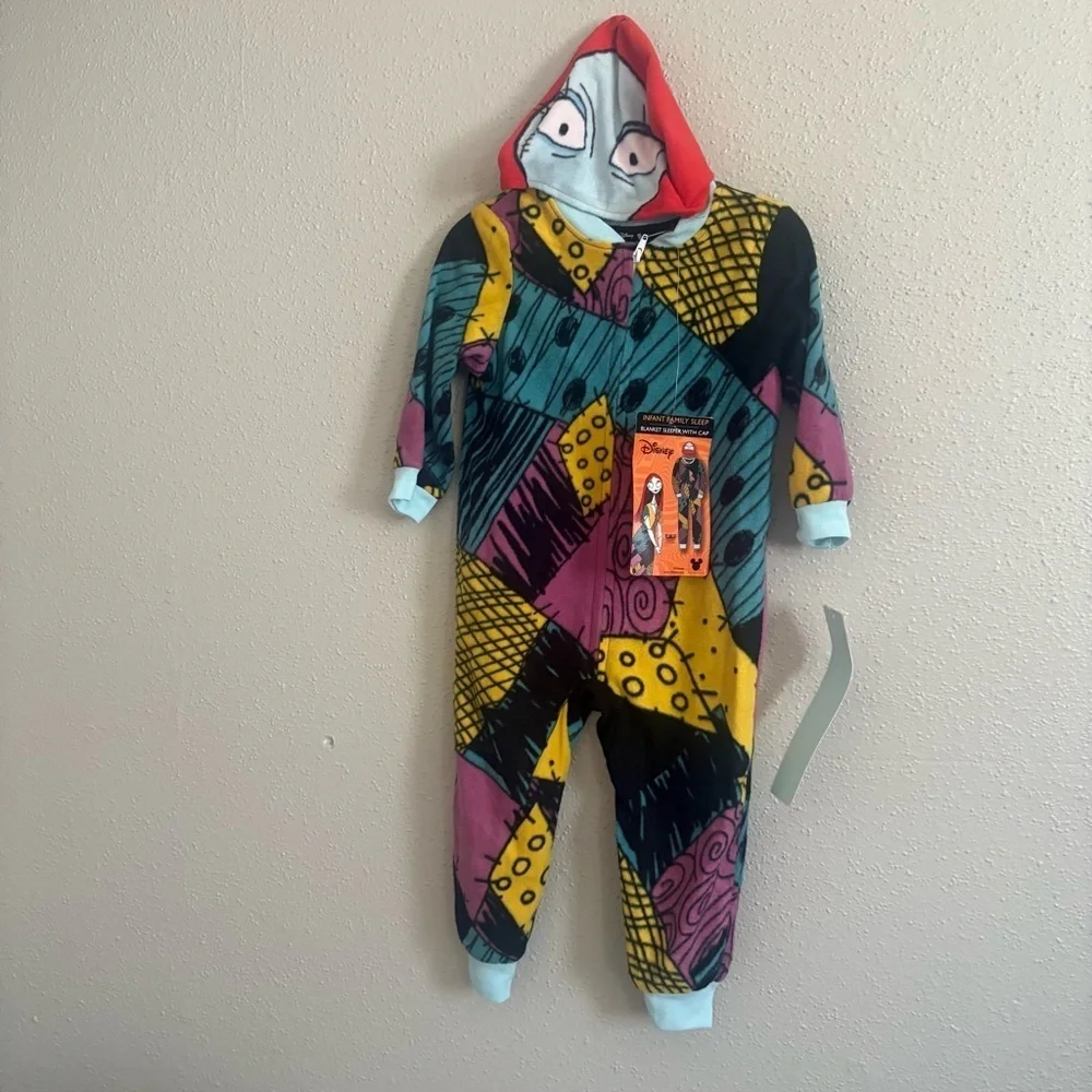 Disney NBC Sally Patchwork Fleece Zip Up Sleeper with Hat - NWT